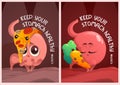 Keep your stomach healthy cartoon posters, diet