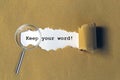 keep your word on brown paper Royalty Free Stock Photo