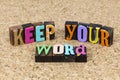 Keep your word honesty character promise support communication truth