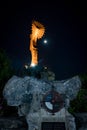 Keeper of the plains at night in Wichita Kansas Royalty Free Stock Photo