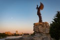 Keeper of the plains at sunset in Wichita Kansas Royalty Free Stock Photo