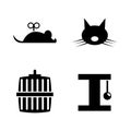 Keeping Cat. Simple Related Vector Icons