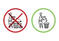 Keeping the clean. Forbidden icon. Pitch in put trash in its place. Tidy man, do not litter, icon. Please do not throw rubbish. Do Royalty Free Stock Photo