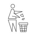 Keeping the clean. Forbidden icon. Pitch in put trash in its place. Tidy man or do not litter, symbols, keep clean and dispose of Royalty Free Stock Photo