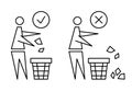 Keeping the clean. Forbidden icon. Pitch in put trash in its place. Tidy man or do not litter, symbols, keep clean and dispose of Royalty Free Stock Photo