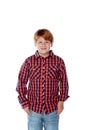 Keeping it cool, keeping it casual. Studio portrait of a young boy posing against a white background. Royalty Free Stock Photo