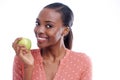 Keeping that doctor away. Portrait of an attractive young woman holding an apple. Royalty Free Stock Photo