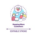 Keeping more customers concept icon