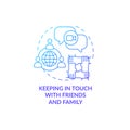Keeping in touch with friends and family blue gradient concept icon