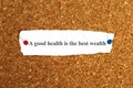 a good health is the best wealth word on paper