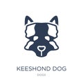 Keeshond dog icon. Trendy flat vector Keeshond dog icon on white