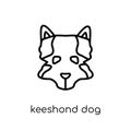 Keeshond dog icon. Trendy modern flat linear vector Keeshond dog