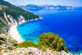 Kefalonia, Greece. Myrtos Beach - the most beautiful beach of the Cephalonia island, Greek Islands Royalty Free Stock Photo