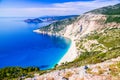 Kefalonia, Greece. Myrtos Beach - the most beautiful beach of the island, Greek Islands Royalty Free Stock Photo