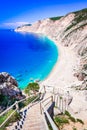 Kefalonia, Greece. Platia Ammos Beach, one of the beautiful beaches of the Greek Islands Royalty Free Stock Photo
