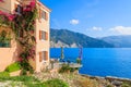 Holiday villa with sea view on coast of Kefalonia island in Assos village, Greece Royalty Free Stock Photo