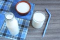 Kefir. Fermented dairy products. Bottle with yogurt. Probiotics.