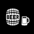 Keg and glass of beer icon. Cask and barrel, alcohol, beer symbol. UI. Web. Logo. Sign. Flat design. App. Stock