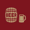 Keg and glass of beer icon. Cask and barrel, alcohol, beer symbol. UI. Web. Logo. Sign. Flat design. App. Stock Royalty Free Stock Photo