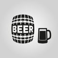 Keg and glass of beer icon. Cask and barrel, alcohol symbol. UI. Web. Logo. Sign. Flat design. App. Stock Royalty Free Stock Photo