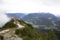 Kehlsteinhaus, Eagle Nest, Berchtesgaden in Germany, history place beautiful landscape on mountain peak with mist, cloudy Royalty Free Stock Photo