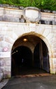 BERCHTESGADEN, GERMANY - AUGUST 06, 2019: Entrance to the tunnel that takes to the elevator to Eagle`s Nest, Germany. Royalty Free Stock Photo