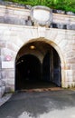 BERCHTESGADEN, GERMANY - AUGUST 06, 2019: Entrance to the tunnel that takes to the elevator to Eagle`s Nest, Germany. Royalty Free Stock Photo