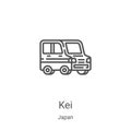 kei icon vector from japan collection. Thin line kei outline icon vector illustration. Linear symbol for use on web and mobile