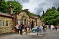 Busy outside Haworth Station