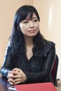 Keiko Matsui gives interview before her performance in Minsk on March 27, 2013 Royalty Free Stock Photo