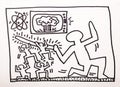 Drawing by Keith Haring man with sword