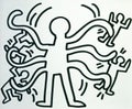 Drawing by Keith Haring man with many arms