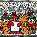 Keith haring funny dancing celebrated new year 2024