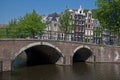 Keizersgracht in Amsterdam with bridge and canal houses