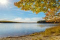 Kejimkujik lake in fall from Jeremy Bay Campground Royalty Free Stock Photo