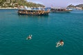 Kekova, Antalya, Turkey - August 26, 2014: : Seascape of Kekova which is an ancient Lycian region in Antalya, view of yachts, sail