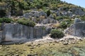Kekova Island and the Ruins of the Sunken City Simena in the Antalya Province, Turkey Royalty Free Stock Photo