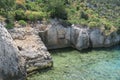 Kekova Island and the Ruins of the Sunken City Simena in the Antalya Province, Turkey Royalty Free Stock Photo