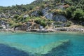 Kekova Island and the Ruins of the Sunken City Simena in the Antalya Province, Turkey Royalty Free Stock Photo