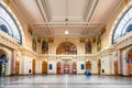 Keleti Tourist Info Hall wide angle interior view in Budapest, Hungary