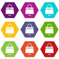 Kelly bag icons set 9 vector Royalty Free Stock Photo