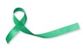 Kelly green awareness ribbon isolated on white background for Gallbladder, Bile Duct cancer, national cancer prevention month