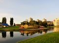 Kelowna downtown Waterfront Park on Okanagan Lake, BC Canada. Royalty Free Stock Photo