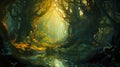 Kelp Forest Of Australia: Intricate Woodland Fantasy Landscape Painting Royalty Free Stock Photo