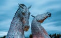 The Kelpies - a sculpture of a pair of giant metallic silver horse heads in Falkirk, Scotland