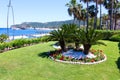 Kemer, Antalya, Turkey - May 11, 2021: Panorama of beach of Golden Lotus 4 star hotel Royalty Free Stock Photo