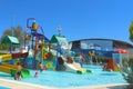 Kemer, Turkey - August 22, 2020: Childrens playground, water slides at Dolusu aquapark Royalty Free Stock Photo