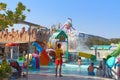 Kemer, Turkey - August 22, 2020: Childrens water playground, slides for kids at Dolusu aquapark. Royalty Free Stock Photo