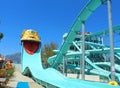 Kemer, Turkey - August 22, 2020: Water slides at Dolusu aquapark Royalty Free Stock Photo