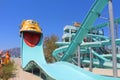 Kemer, Turkey - August 22, 2020: Water slides at Dolusu aquapark Royalty Free Stock Photo